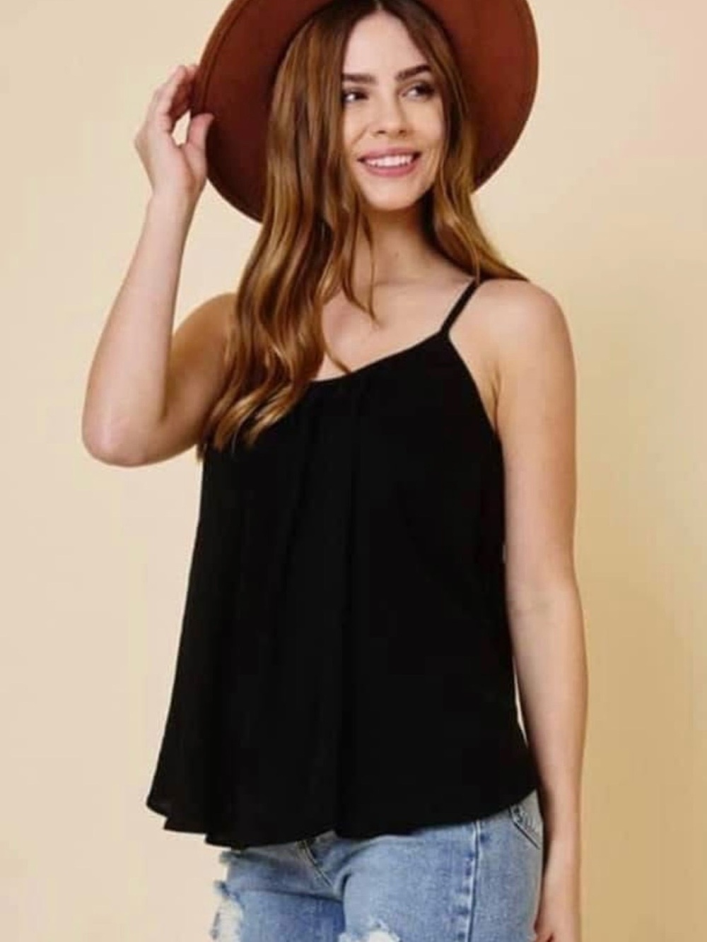 Ces Femme Black Spaghetti Strap Cami Top